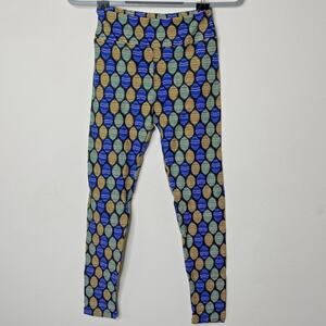 NWT LuLaRoe Black Blue & Yellow Green Pink Multi Egg Design Leggings Pants OS